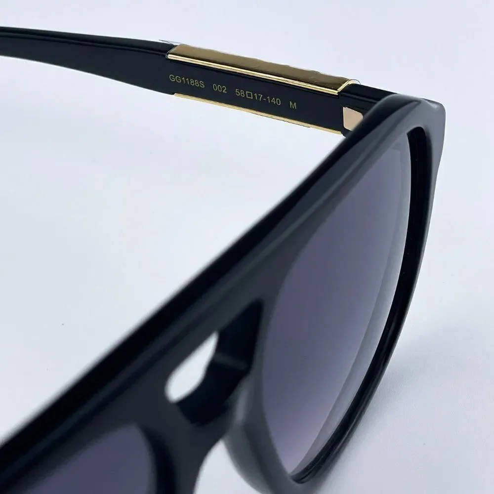 NEW Gucci GG1188S 002 Black Grey Gradient Pilot Unisex Sunglasses
